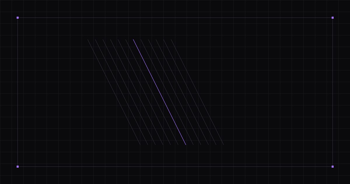 Diagonal rule lines on a blueprint grid